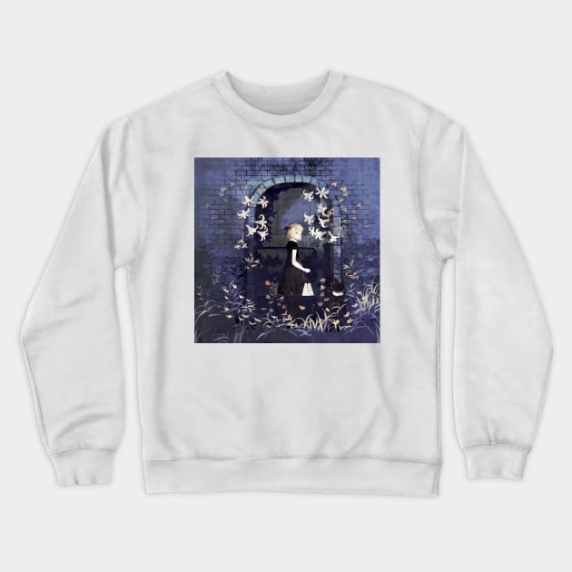 Door in the bush, night Crewneck Sweatshirt by rt0no